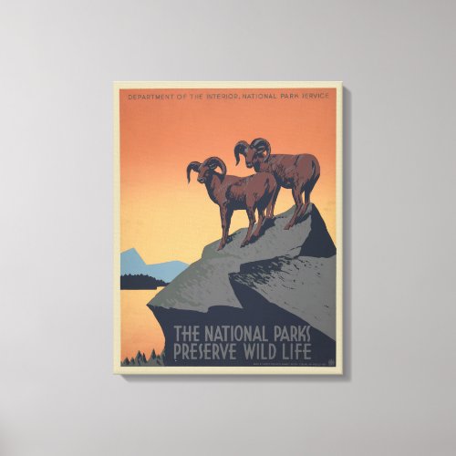 Vintage Poster Promoting Travel To National Parks Canvas Print