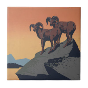 Vintage Poster Promoting Travel To National Parks Ceramic Tile