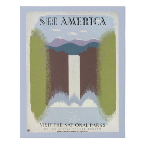 Vintage Poster Promoting Travel To National Parks Faux Canvas Print