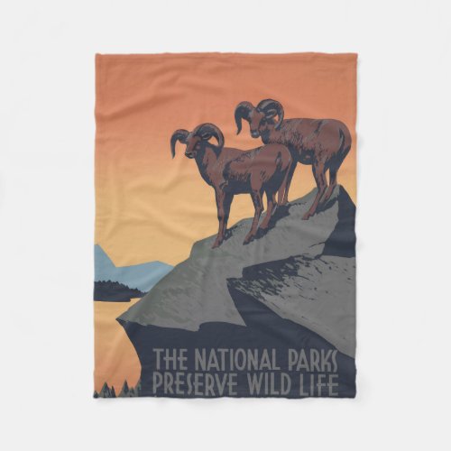 Vintage Poster Promoting Travel To National Parks Fleece Blanket