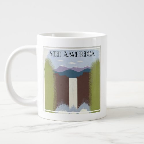 Vintage Poster Promoting Travel To National Parks Giant Coffee Mug