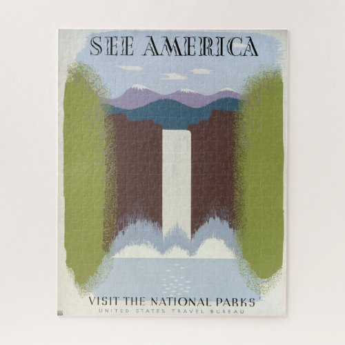 Vintage Poster Promoting Travel To National Parks Jigsaw Puzzle