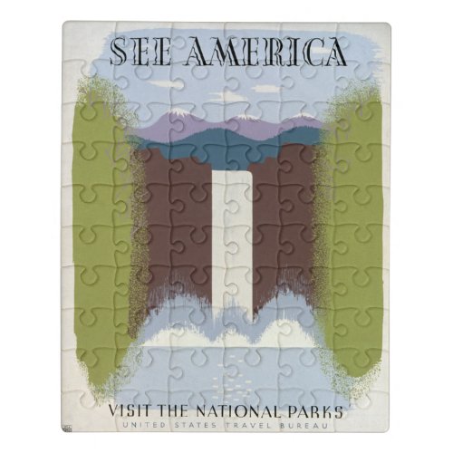 Vintage Poster Promoting Travel To National Parks Jigsaw Puzzle