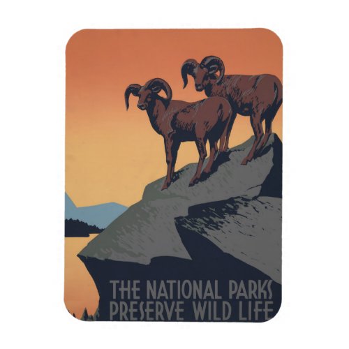 Vintage Poster Promoting Travel To National Parks Magnet