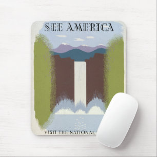 Vintage Poster Promoting Travel To National Parks. Mouse Pad