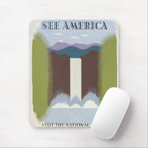 Vintage Poster Promoting Travel To National Parks Mouse Pad
