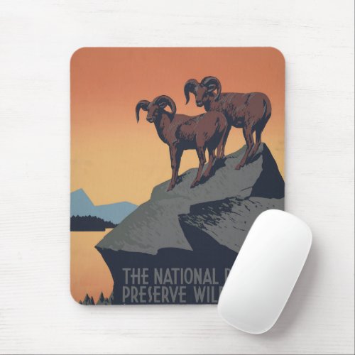 Vintage Poster Promoting Travel To National Parks Mouse Pad