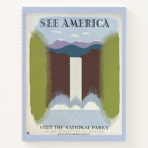 Vintage Poster Promoting Travel To National Parks Notebook