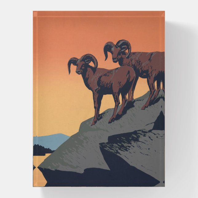 Vintage Poster Promoting Travel To National Parks Paperweight (Vertical)