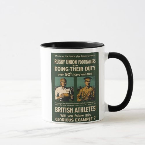 Vintage Poster Rugby players call for duty Mug