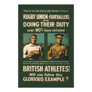 Vintage Poster: Rugby players call for duty Photo Print