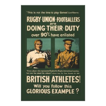 Vintage Poster: Rugby Players Call For Duty Photo Print by OutFrontProductions at Zazzle