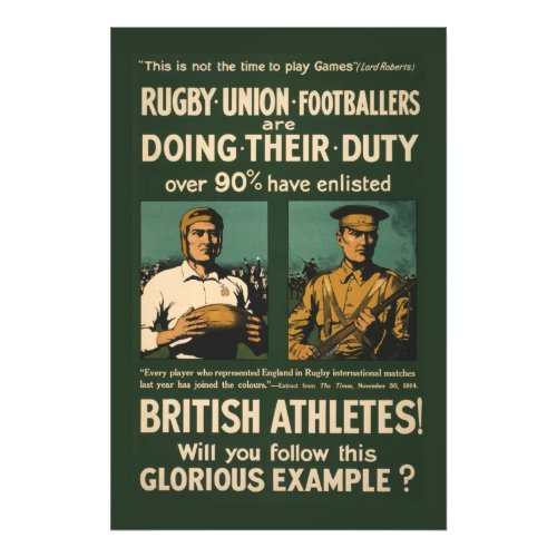 Vintage Poster Rugby players call for duty Photo Print