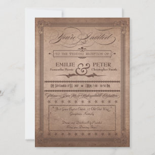 Vintage Poster Rustic Cocoa Reception Only Wedding