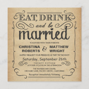 Vintage Poster Rustic Wedding - Square Invitation