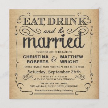 Vintage Poster Rustic Wedding - Square Invitation by weddingtrendy at Zazzle
