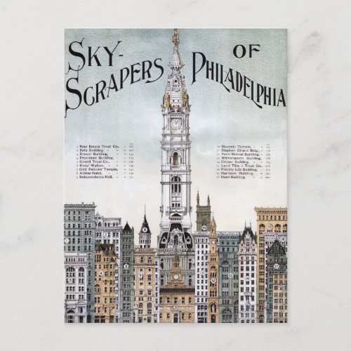 Vintage Poster _ Sky Scrapers of Philadelphia Postcard