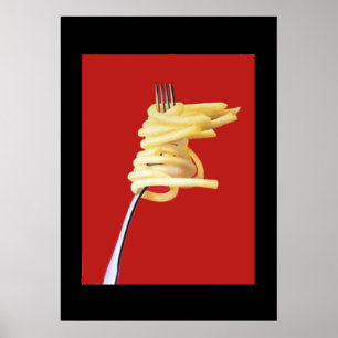 Vintage Poster Spaguetti and Fork Red