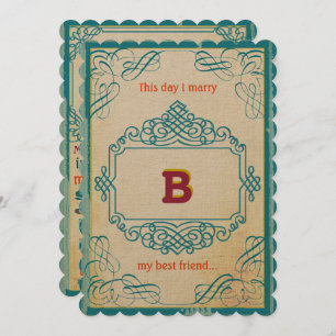 Vintage Poster Style Aqua Orange Cranberry Yellow Invitation