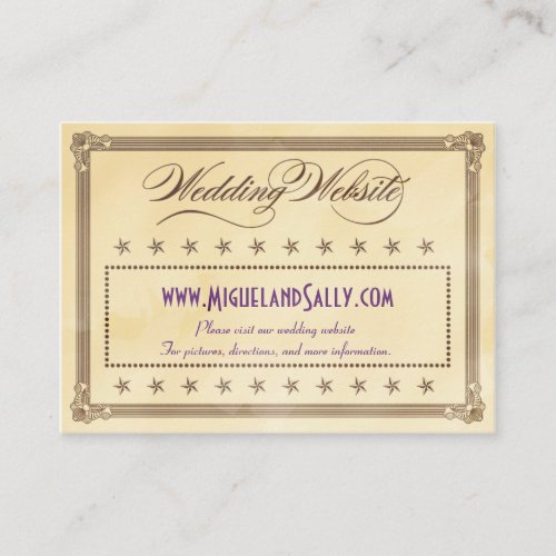 Vintage Poster Style Cream &amp; Brown Wedding Website Business Card Template