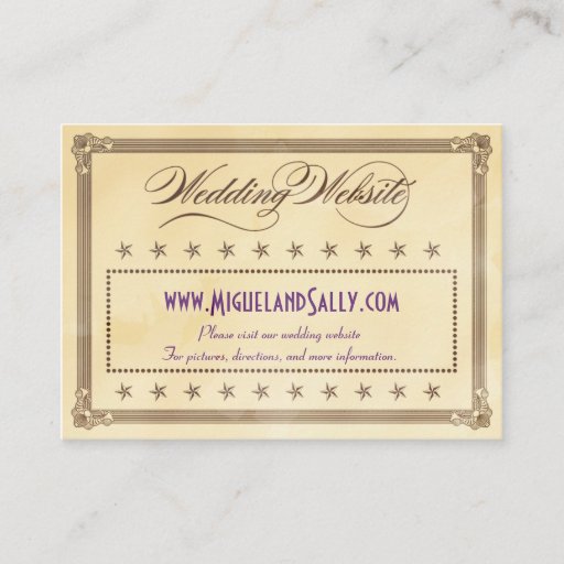 Customizable Vintage Poster Style Cream & Brown Wedding Website Business Card Template