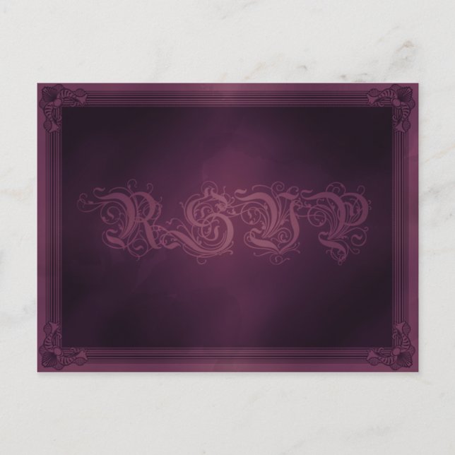Vintage Poster Style Purple RSVP Postcard (Front)