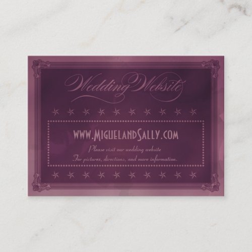 Vintage Poster Style Purple Wedding Website Business Card Template