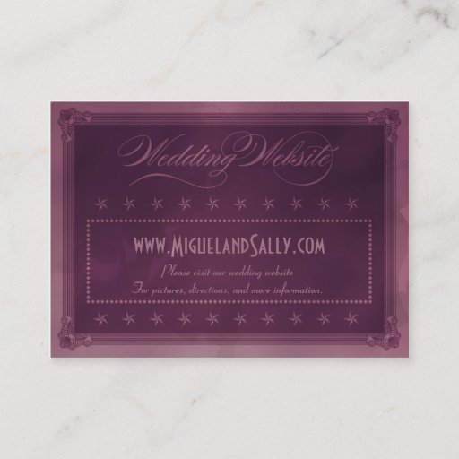 Customizable Vintage Poster Style Purple Wedding Website Business Card Template