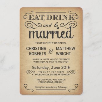 Vintage Poster Style Rustic Wedding Invitations by weddingtrendy at Zazzle