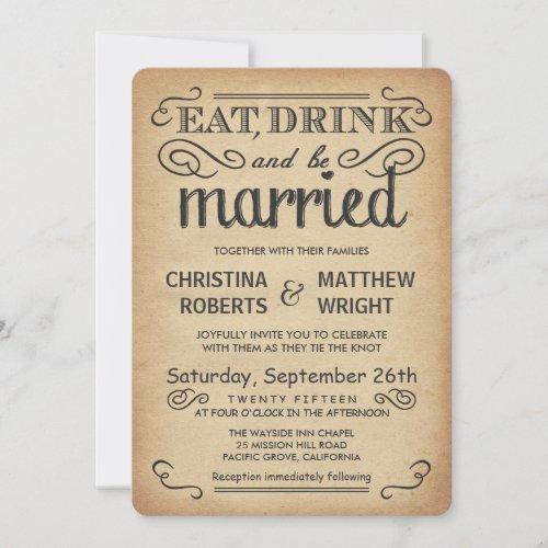 Vintage Poster Style Rustic Wedding Invitations