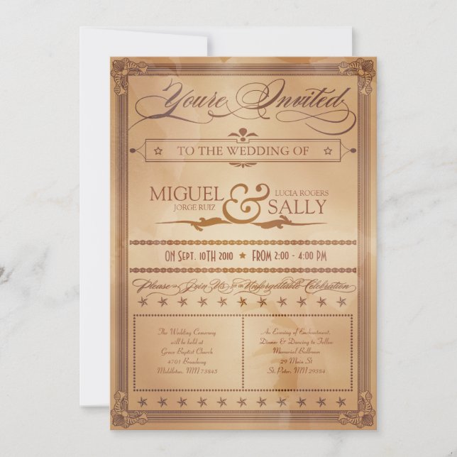 Vintage Poster Style Sepia DIY Wedding Invitation (Front)
