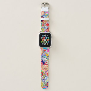 Vintage poster with musical instruments and musici apple watch band