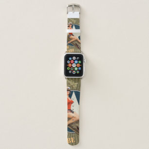 Vintage poster with pin-up girl on bomb. abstract, apple watch band