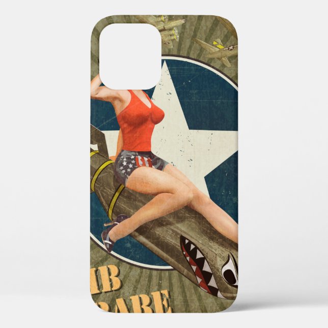 Vintage poster with pin-up girl on bomb. abstract, Case-Mate iPhone case (Back)