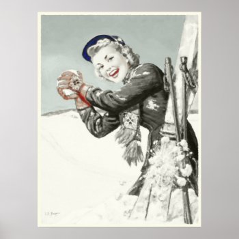 Vintage Poster With Winter Holiday Print by cardland at Zazzle