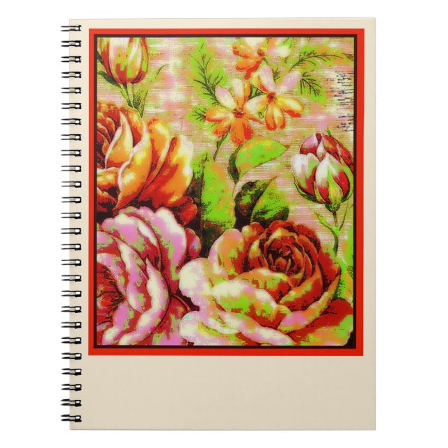 vintage posterized roses notebook (Front)