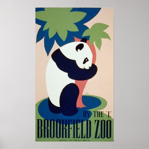 Vintage PostersBrookfield Zoo Panda Bear WPA Poster