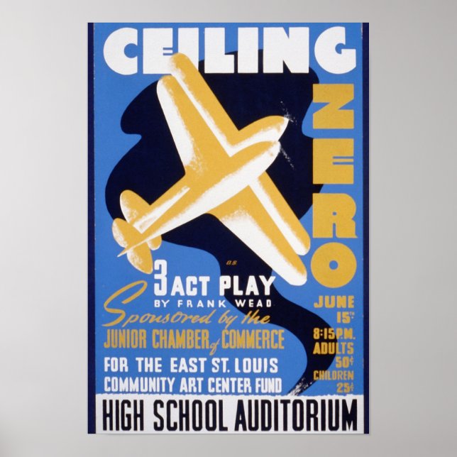 Vintage Posters, Ceiling Zero Airplane WPA posters (Front)