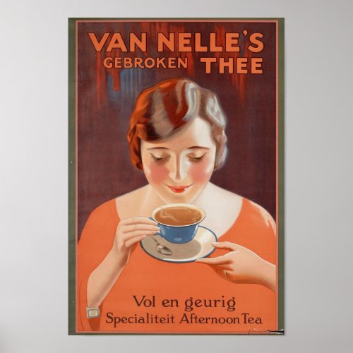 Vintage Posters Woman Drinking Tea Poster