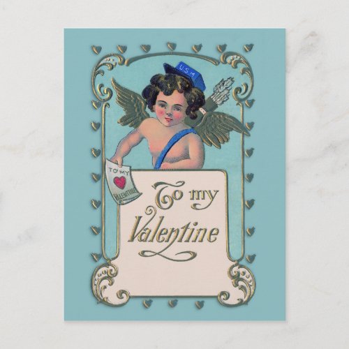 Vintage Postman Cupid Postcard