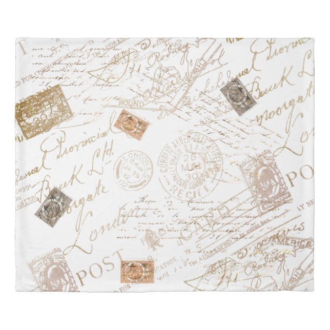 Vintage Postmarks Duvet Cover (Front)
