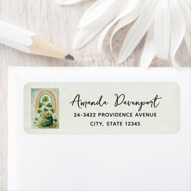 Vintage Pot of Gold and Rainbow Address Label (Insitu)