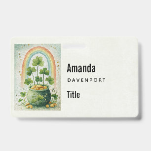 Vintage Pot of Gold and Rainbow Business Badge