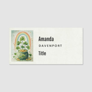 Vintage Pot of Gold and Rainbow Business Name Tag