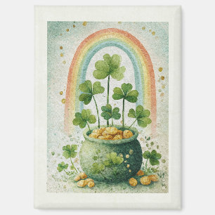 Vintage Pot of Gold and Rainbow Magnet