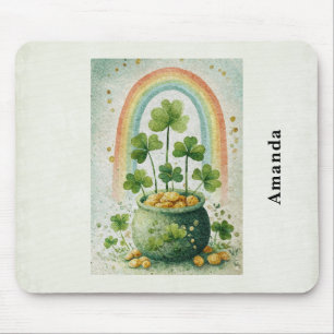 Vintage Pot of Gold and Rainbow Mouse Pad
