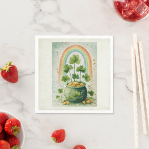 Vintage Pot of Gold and Rainbow Napkins