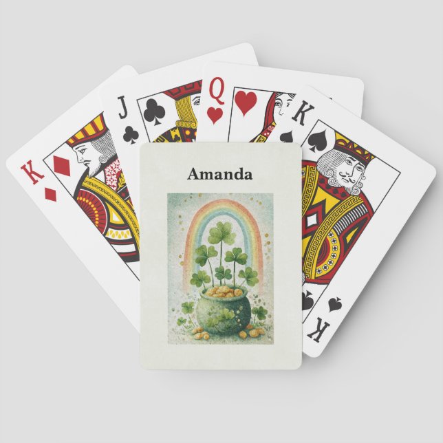 Vintage Pot of Gold and Rainbow Poker Cards (Back)