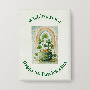 Vintage Pot of Gold and Rainbow St. Patrick's Button