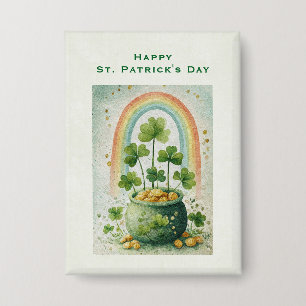 Vintage Pot of Gold and Rainbow St. Patrick's Button